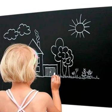 Imagem de Adesivo Infantil Lousa Quadro Negro 2m X 45cm Para Parede