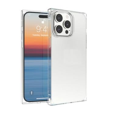 Imagem de ANHONG Capa retangular transparente compatível com iPhone 14 Pro 6,1 polegadas 2022, cobertura total 360 PC rígido + silicone macio TPU 2 em 1 HD transparente à prova de choque, capa protetora