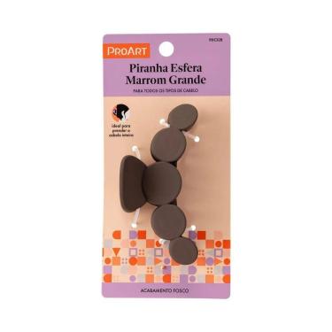 Imagem de Piranha Esfera Grande Proart Fixação Firme Para Cabelos Volumosos E Durabilidade Marrom