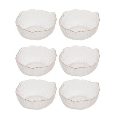 Imagem de Jogo 6 Bowl De Cristal De Chumbo Martelado Com Borda Dourada Taj 19x10cm Wolff