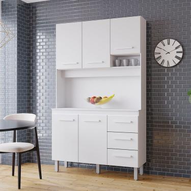Imagem de Kit Zínia 5 Portas 3 Gavetas Cozinha Mb1 120cm Cor Branco