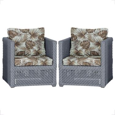 Imagem de 2 Poltronas Madri Alumínio Corda Náutica Estofado 6 Trama Prata