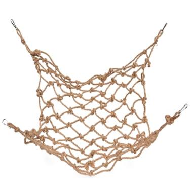 Imagem de Jectse Rede de Escalada de Pássaros Pendurados, Corda de Cânhamo Artesanal Com Gancho de Liga para Papagaios, Calopsita, Arara, Cinzas Africanos, Periquitos (S)