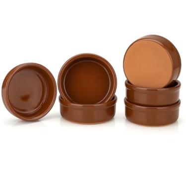 Imagem de Areste Conjunto de 6 panelas de argila mexicana – Panelas, tigelas, pratos e pratos de servir de terracota marrom completo – louça de barro espanhola para assar, iogurte, kheer, carne, legumes