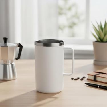 Imagem de Caneca Térmica 750ml, Design Funcional, Uso Diário, Branco, Ideal para Trabalho, Estudo e Viagens