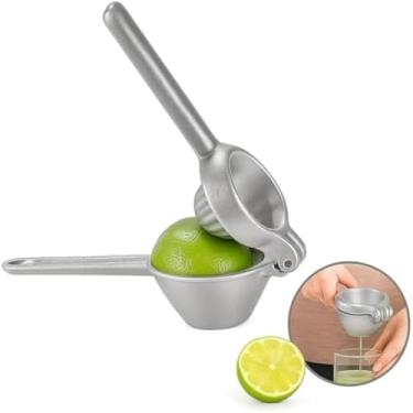 Imagem de Espremedor manual citrico, utensilio de cozinha, resistente, aco inoxidavel, compacto e pratico, polido