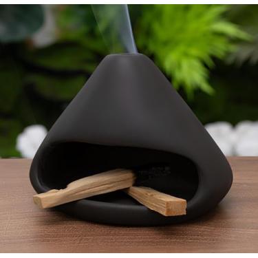 Imagem de Yunxcvun Queimador de incenso Palo Santo, tigela com chaminé, sálvia e cone para queimar cinzas para ioga, meditação, limpeza energética, decoração de casa aromática