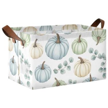 Imagem de Pumpkins Organizador de armazenamento de roupas dobrável azul pastel com alças, caixas de armazenamento decorativas 40 x 29 x 25 cm, 2 unidades
