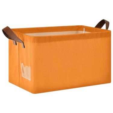 Imagem de Cestos de armazenamento dobráveis laranja sol para armazenamento de suéter para armário, cesta para brinquedos de cachorro para organização e armazenamento, quarto, 17 x 29 x 25 cm, 1 pacote