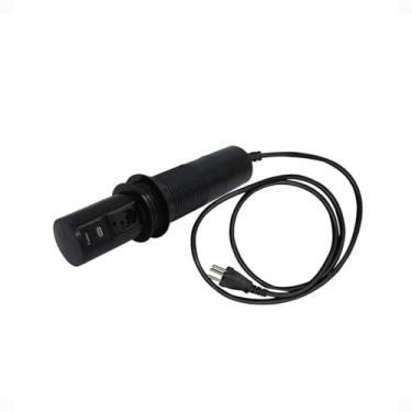 Imagem de Torre De Tomada Multiplug Automática De Embutir Mesa Bancada Totem USB A USB C (Preta)