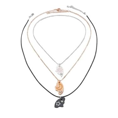 Imagem de Colar Melhores Amigas Best Friend Forever Amizade Sol Lua Estrela Bff 3 Metades Se Completam Triplo Parzinho Sempre Amigas