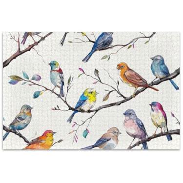 Imagem de Quebra-cabeça animal pássaros coloridos para adultos 500 peças flores animais natureza quebra-cabeças presentes para jogo de elefante branco