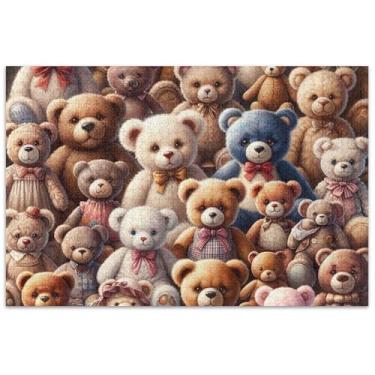 Imagem de Quebra-cabeças fofos de ursinhos de pelúcia, 1000 peças, presentes para adultos, para elefante, branco, família, brinquedo, arte