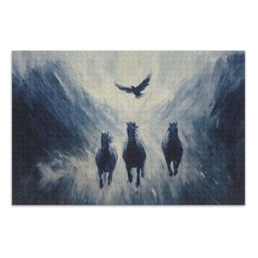 Imagem de Quebra-cabeças trippy de cavalos de corrida para adultos com letras nas costas 500 peças