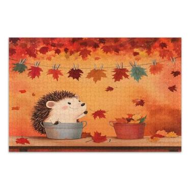 Imagem de Cute Hedgehog Autumn Adult Puzzles 500 peças, quebra-cabeça adulto, jogos de quebra-cabeça