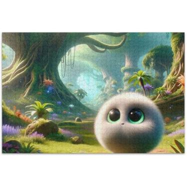 Imagem de Quebra-cabeça de criatura fofa de animação 3D, 500 peças para adultos, presentes de elefante branco, quebra-cabeças únicos engraçados para adultos, pintura artística