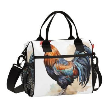 Imagem de GAIGEO Lancheira para adultos com isolamento de galo de galo em aquarela, lancheira com bolsos, lancheira feminina isolada para trabalho, P