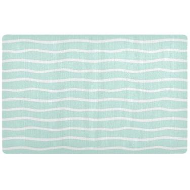 Imagem de Capacho personalizado ondulado com listras finas azul-petróleo para ambientes internos fofos para entrada antiderrapante, entrada externa, outono, tapete de porta 81 x 50 cm