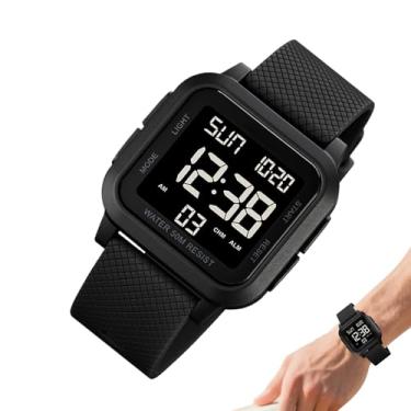 Imagem de Relógios Desportivos Para Homens - Cronómetro com Luz de Fundo LED e Display de Relógio,Relógio Esportivo Resistente A Impactos - Para Natação Mergulho Treino Fitness Trabalho Viagem Rapazes Atleta Na