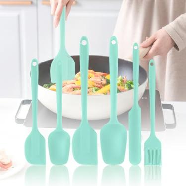 Imagem de Conjunto de espátulas de silicone, pacote com 6 utensílios de cozinha de grau alimentício, com escova de silicone, resistente ao calor, sem BPA, espátula de cozinha de borracha para raspar, assar