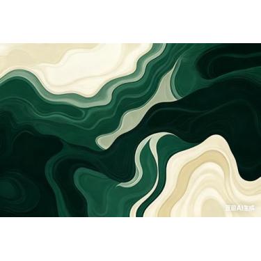 Imagem de AQQA Tapete de entrada lavável verde e bege, tapetes de cozinha 5 x 7 cm para entrada de banheiro, tapete de porta interno antiderrapante de borracha ultrafino, tapete abstrato pequeno para entrada de