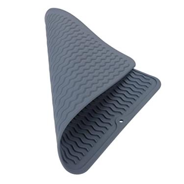 Imagem de GLOGLOW Tapete de Secagem de Pratos Tapete de Secagem de Pratos, Borracha Macia Resistente Ao Calor, Design Antiderrapante, 405x310mm, Sem BPA, para Pia de Cozinha e Talheres de Bancada (Azul)