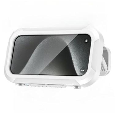 Imagem de Capa de telefone retrátil giratória à prova d'água - suporte de telefone de banheiro sem perfuração, suporte de telefone de chuveiro (branco)