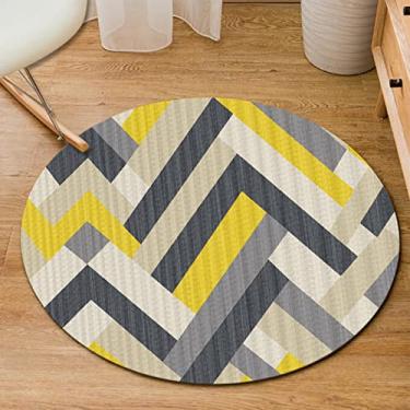 Imagem de Tapete redondo macio e moderno para quarto, sala de estar, estudo, mesa de centro, interior, exterior, estilo moderno, tapete curto de pelúcia, F, diâmetro 80 cm