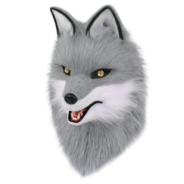 Imagem de COSYEARS Animal Wolf Mask Cosplay Costume Accessories Furry Faux Fur Dog Fox Full Head Therian Masks Anime Dress up Party