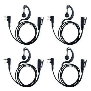 Imagem de ERIPHA Fone de ouvido Walkie Talkie de 2 pinos em forma de G compatível com UV-5R BF-F8HP BF-888S, Kenwood TK3230 com microfone PTT Fone de ouvido de rádio bidirecional (pacote com 4)