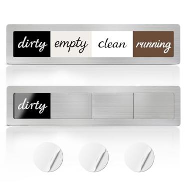 Imagem de EliteSign Ímã limpo e sujo para máquina de lavar louça, placa de lava-louças 4 opções, limpar sujo, correr vazio, placa suja limpa na lava-louças, prata escovada, fácil de deslizar, adesivo sem