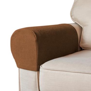 Imagem de BAHULA Capas elásticas para apoio de braço de elastano para cadeiras, sofás, poltronas, poltronas, poltronas, poltronas, poltronas e poltronas, antimanchas e laváveis, conjunto de 2, café