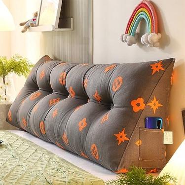 Imagem de BAGASI Almofada triangular de cunha com suporte de posicionamento para leitura e encosto, cabeceira de cabeceira, almofada de leitura de cunha, almofada triangular, encosto de cama dupla, A, 60 x 50 x