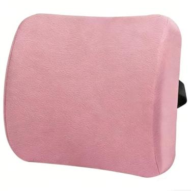 Imagem de Poshetion Almofada de massagem com suporte lombar de espuma viscoelástica com alças ajustáveis – capa lavável respirável para cadeira de escritório, carro, jogos e cadeira de mesa (rosa)