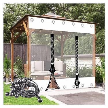 Imagem de CMOLVUR Cortinas de vinil de lona transparente de PVC, com ilhós e painéis laterais impermeáveis com zíper (2,5 x 2 m/8,2 x 6,6 pés)