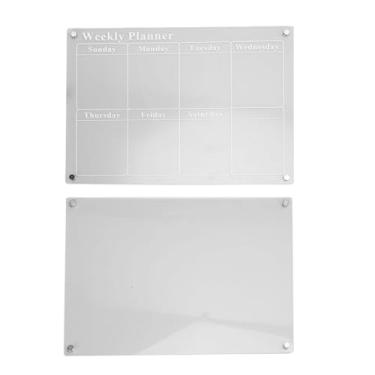 Imagem de Cryfokt Planejador Semanal de Acrílico Transparente Com Marcadores Vibrantes para Planejamento e Organização de Vida, Conjunto de Quadro de Calendário de Geladeira de 40 X 30 Cm para Cozinha Doméstica