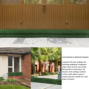 Imagem de Yosoo Saco de Areia Longo, Saco de Areia Com Barreira contra Inundações de Lona Verde Com Faixa Elástica, 19 X 84,6 pol., Ideal para água de Chuva Forte e Proteção contra Furacões