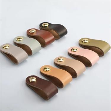 Imagem de HTNAFONI Puxadores de gaveta de móveis de 9 cores puxadores de porta de armário puxadores de porta de armário puxadores de couro macio ferragens 1 peça (azul)