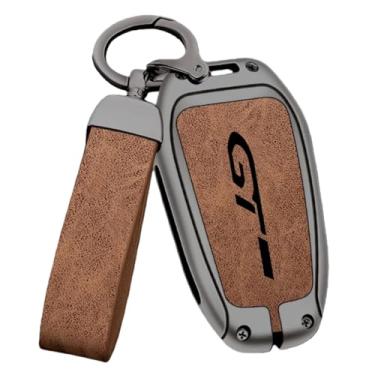 Imagem de Capa de couro para chave de carro compatível com peugeot GT-GTline 308 3008 2008 4008 5008, acessórios automotivos de couro de alta qualidade(WHITE)