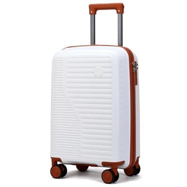 Imagem de Mala de Bordo Dermond PRO | Super Resistente, Cadeado Embutido e Rodas Silenciosas Removíveis (Branco com Café)