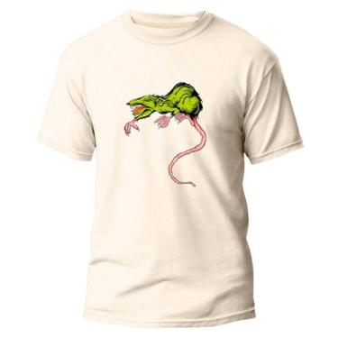 Imagem de  Camiseta Basica Algodão Premium Estampa Digital Ratão  - Pavesi, Off 