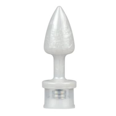 Imagem de Plug Anal De Led Pequeno 8,5 x 2,5cm Acessório Íntimo Iluminado Macio Brinquedo Erótico PLD (BRANCO PEROLADO)