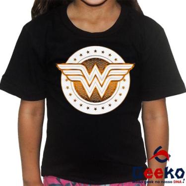 Imagem de Camiseta Infantil Mulher Maravilha 100% Algodão Wonder Woman Geeko, Pr