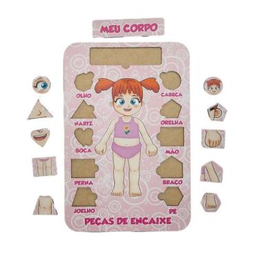 Imagem de Quebra Cabeça Educativo Partes do Corpo Infantil Pedagógico Menina - A