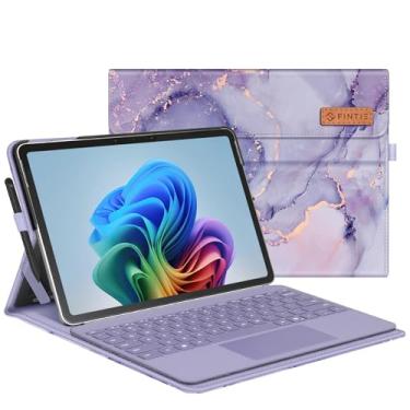 Imagem de Fintie Capa para Microsoft Surface Pro 12 polegadas 1ª edição (2025), carteira de visualização de vários ângulos com bolso e suporte de caneta, compatível com teclado tipo cover (mármore lilás)