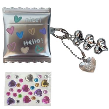 Imagem de Linda capa protetora à prova de choque em forma de doce para AirPods 4/Pro/Pro2 - Capa de TPU Sweet Heart com porta de carregamento, adorável presente Kawaii para o Dia dos Namorados (prata, para