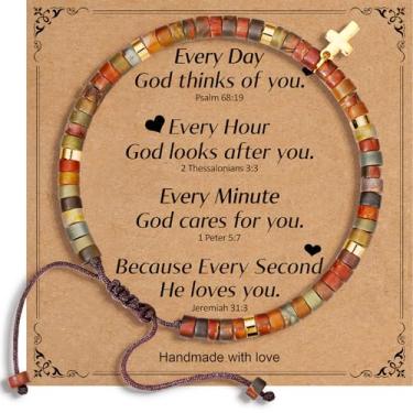 Imagem de Esrial Pulseira cruzada, presentes inspiradores para mulheres, pulseiras de pedra natural curativa, aniversário espiritual, melhor amiga, presentes de Natal para mulheres, irmã, One Size, Cobre, Sem