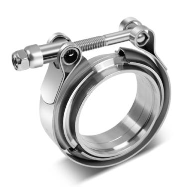 Imagem de DNA MOTORING 1 braçadeira de banda V de aço inoxidável revestido de zinco de 6,3 cm com flange de alumínio macho fêmea para turbo, tubos de descarga, sistemas de escape, VCF-25-T2