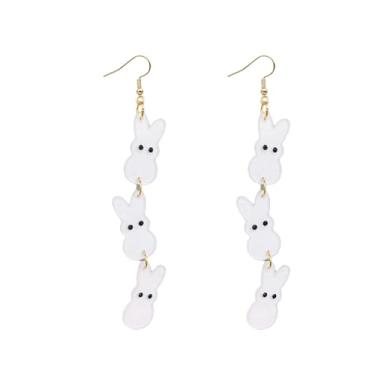 Imagem de Brincos de coelhinho da Páscoa para mulheres, brincos com pingente de coelho fofo, colorido, coelhinho da Páscoa, joias, presentes, Medium, Acrílico, Sem pedra preciosa
