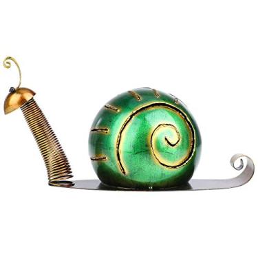 Imagem de CUOFYUNL Tooarts Caracol Ornamento de Ferro Desenho de Caracol Decoração Divertida Decoração de Jardim ou Quarto Infantil Decoração Natural Estilo Fazenda Acessórios de Jardim de (Verde)